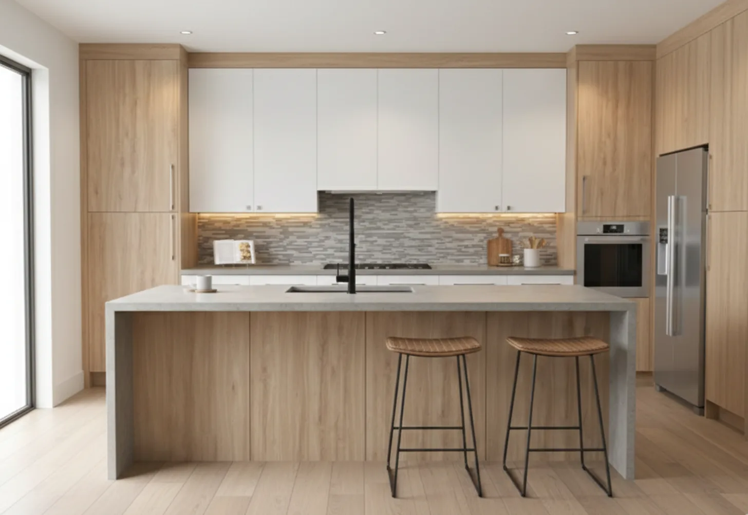 Natural Wood kitchen cabinets installed in Toronto home