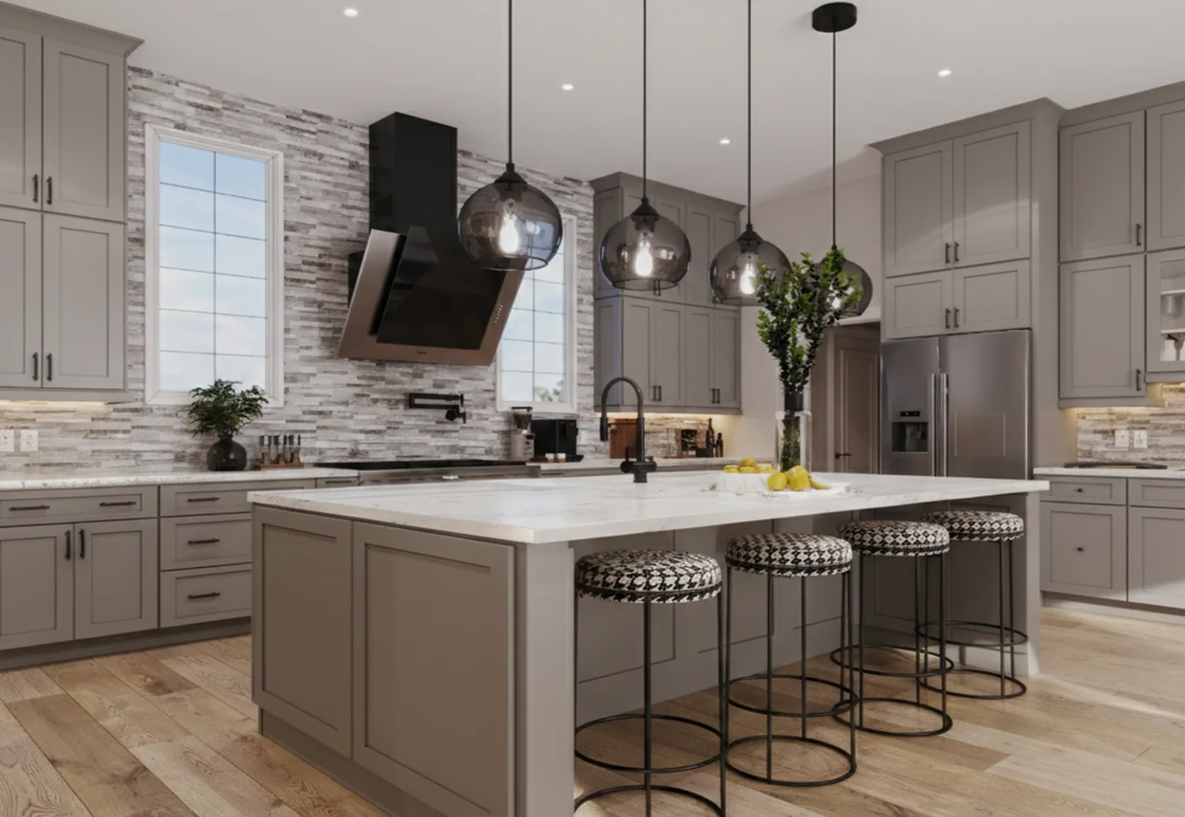 Shaker Grey kitchen cabinets installed in Toronto home