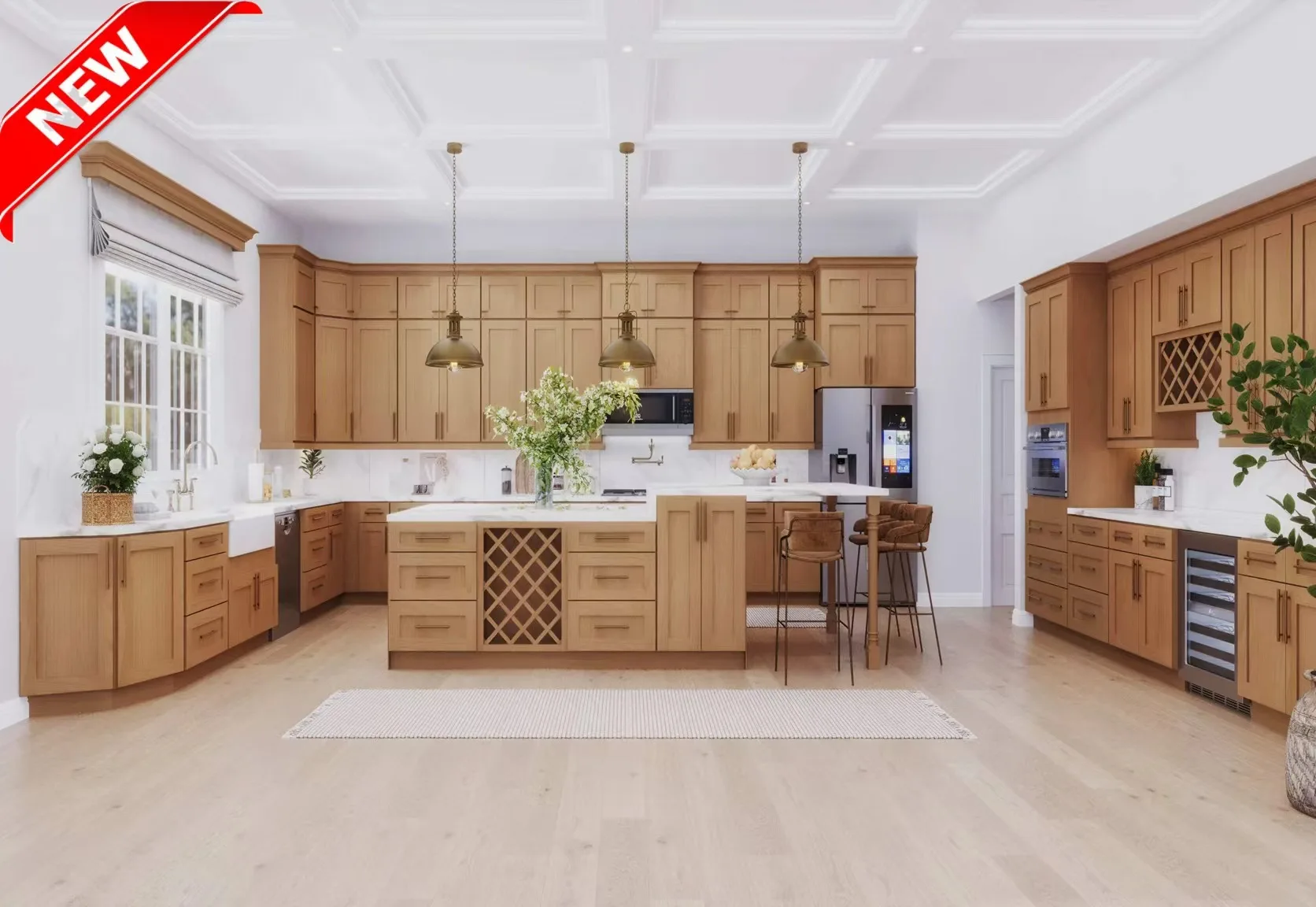 Shaker Maple Caramel kitchen cabinets installed in Toronto home