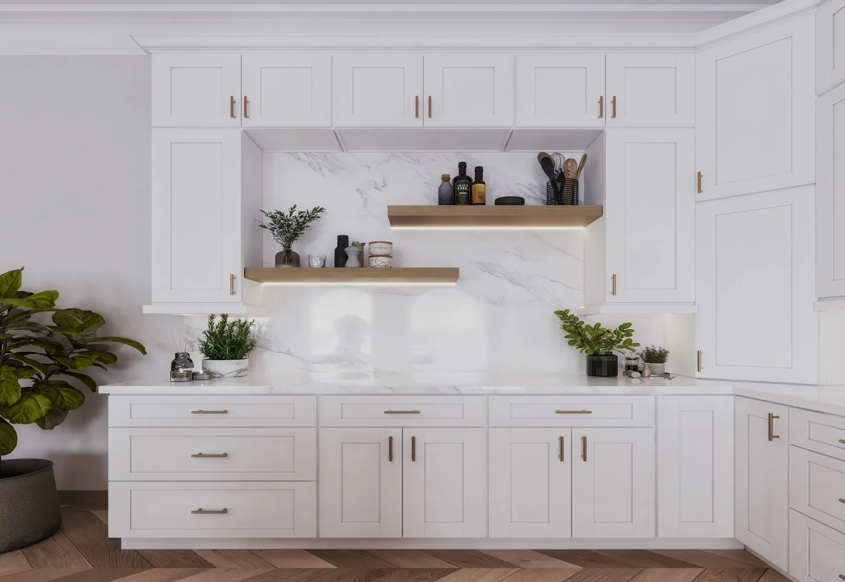 Shaker White kitchen cabinets installed in Toronto home