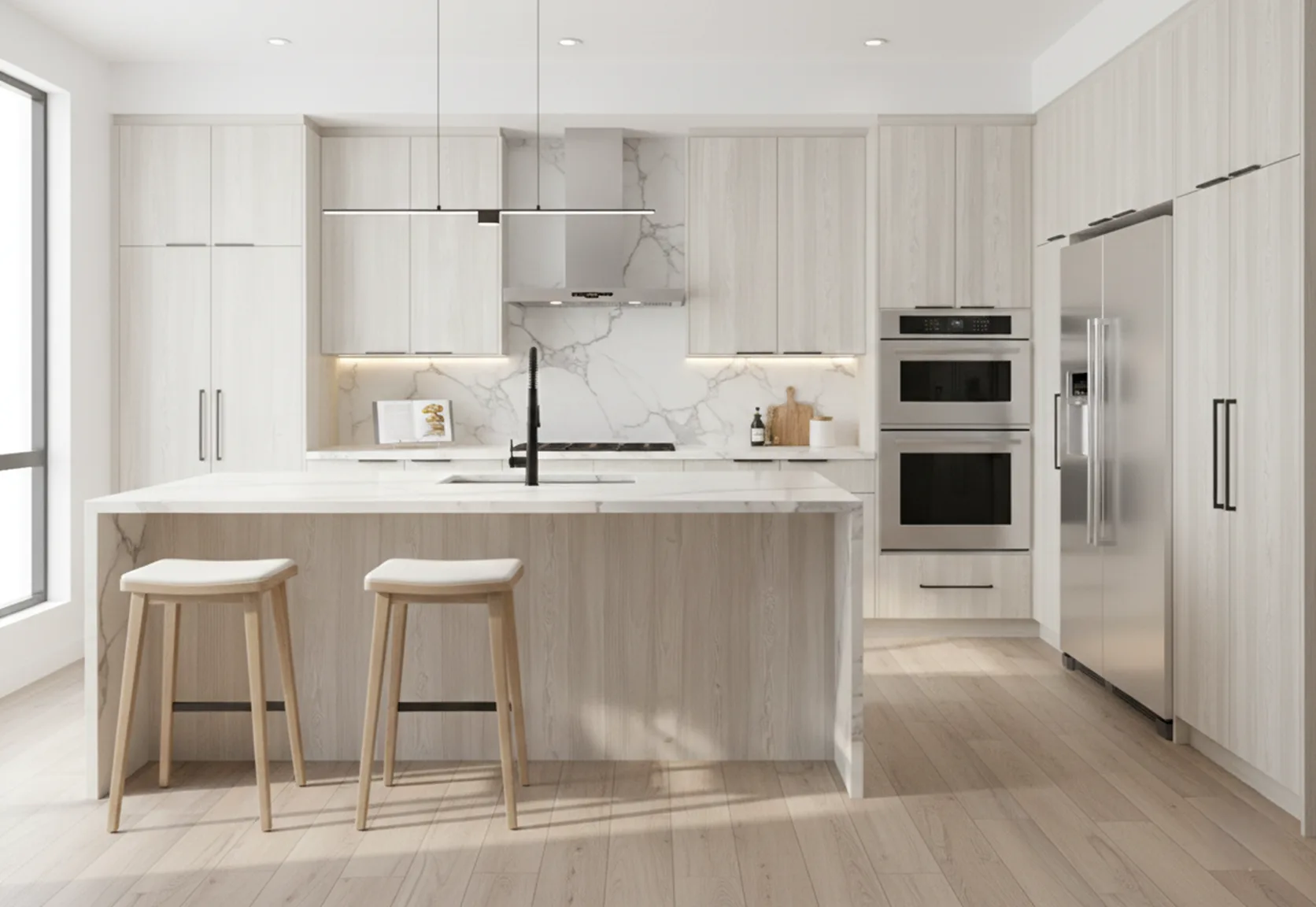 White Oak kitchen cabinets installed in Toronto home