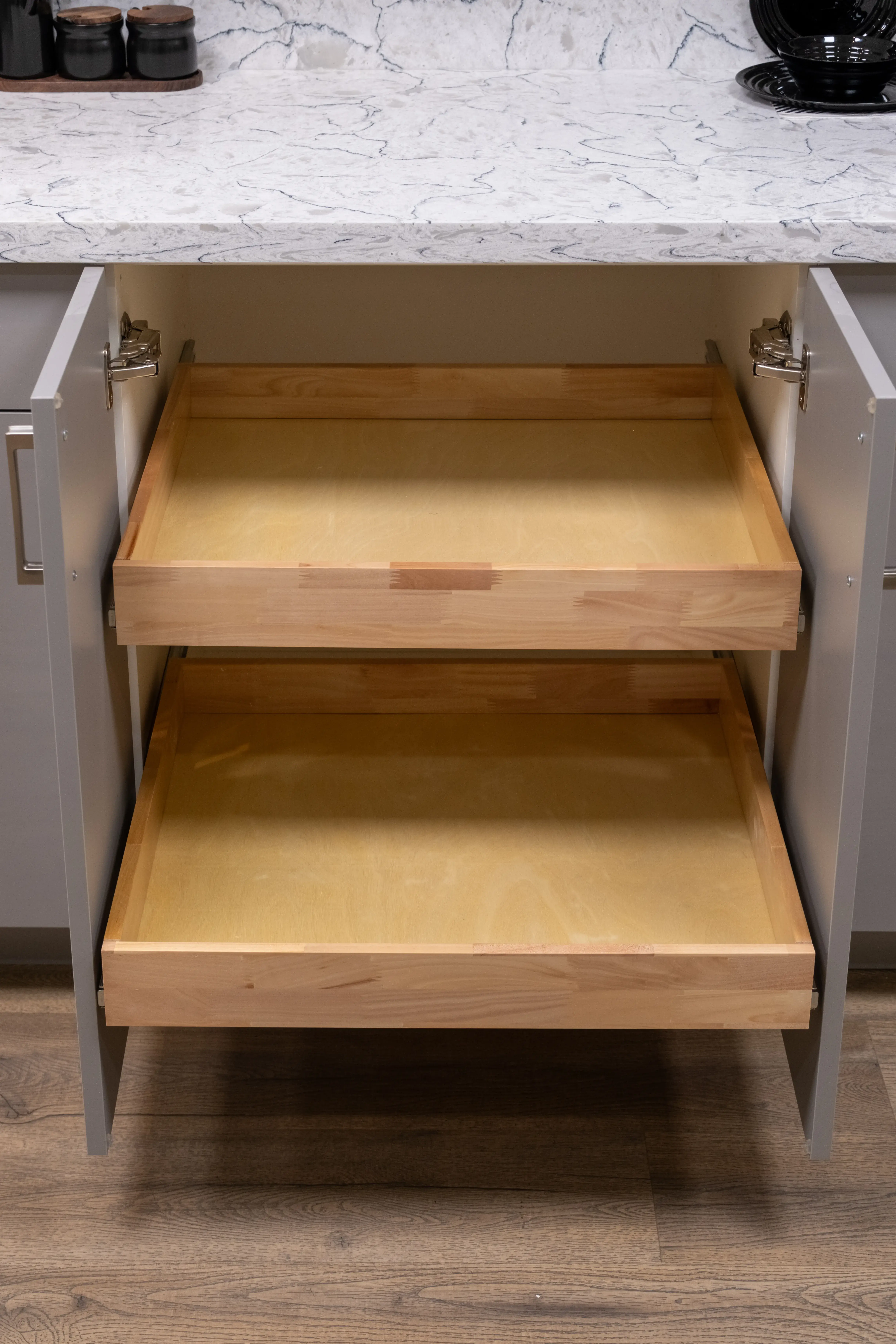 High Gloss Light Grey kitchen cabinets