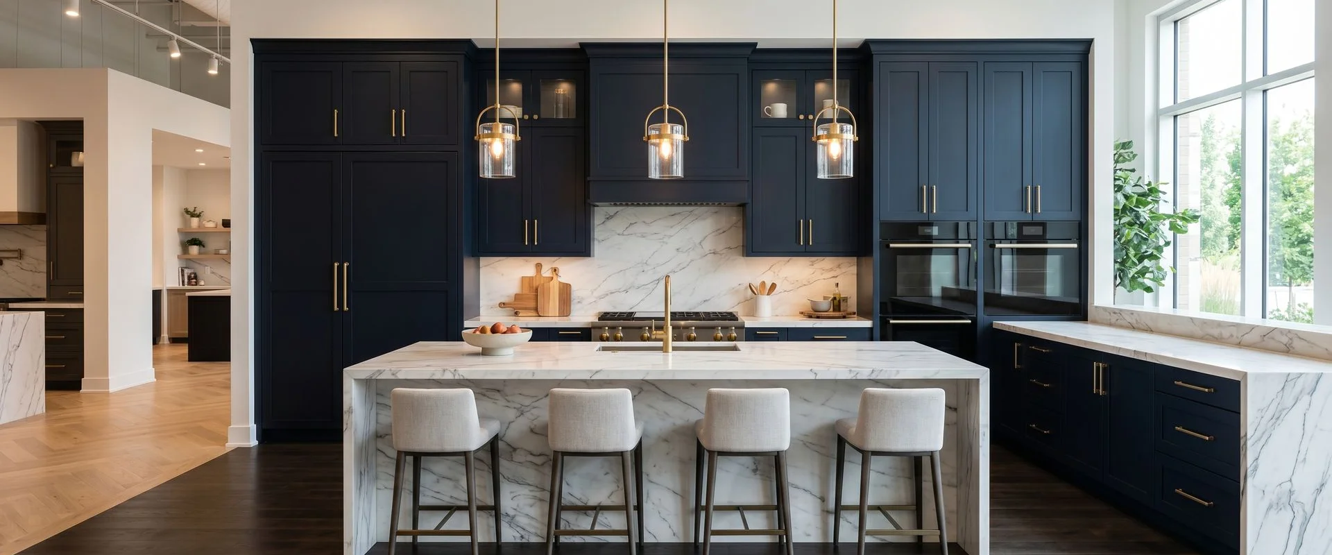 Toronto Kitchen Renos team in a modern kitchen showroom