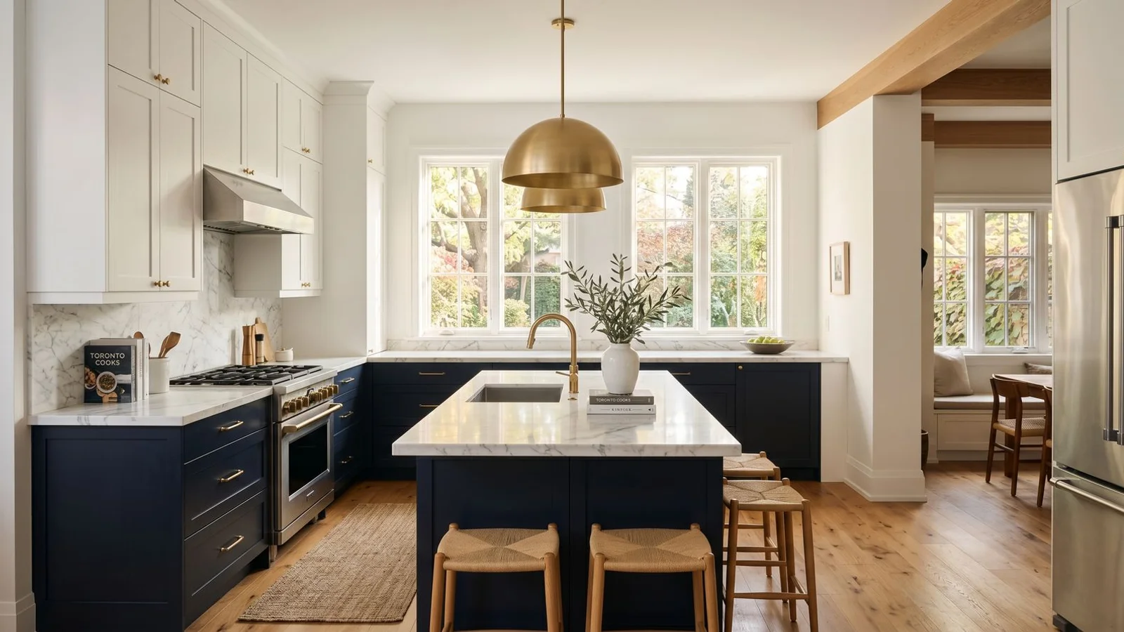 Beautifully renovated Toronto kitchen with warm natural finishes