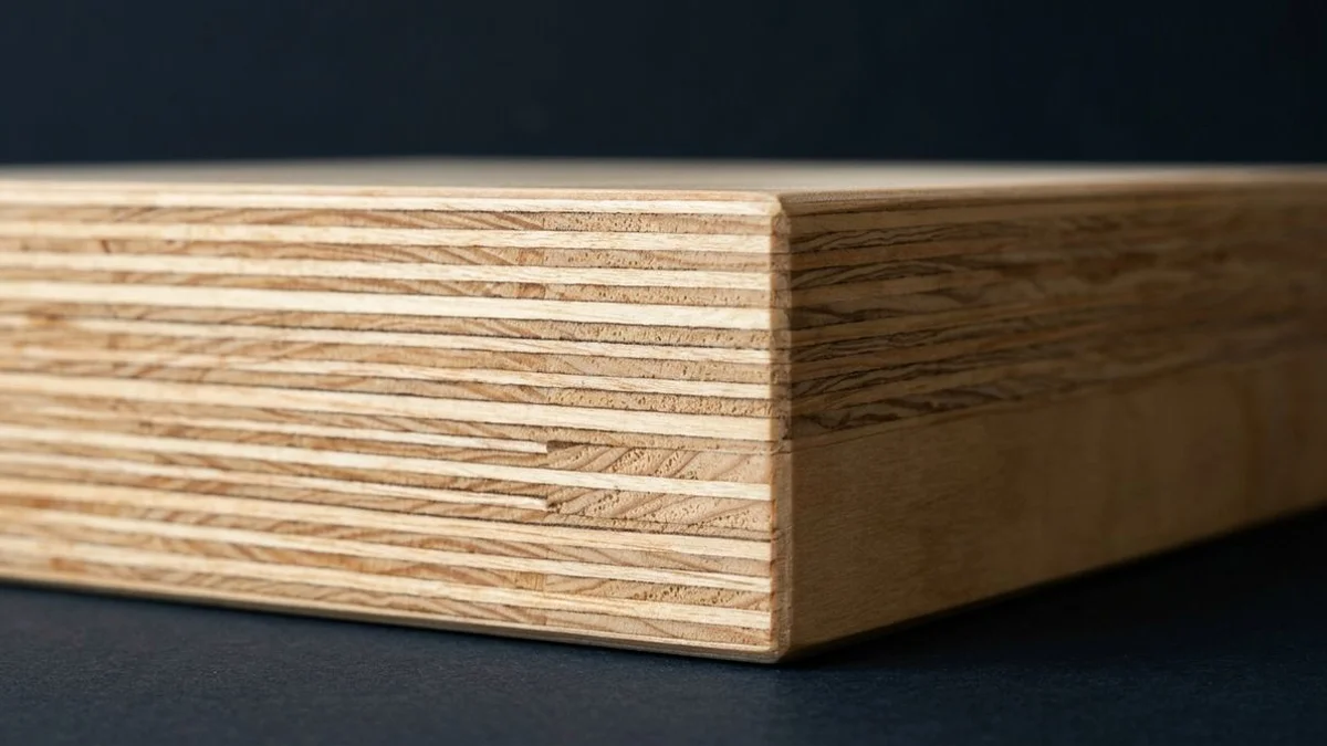 Cross-section detail of plywood cabinet box construction