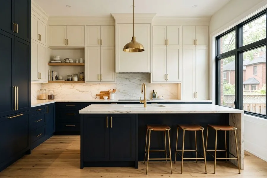 Custom ceiling-height shaker cabinets in a Toronto kitchen renovation